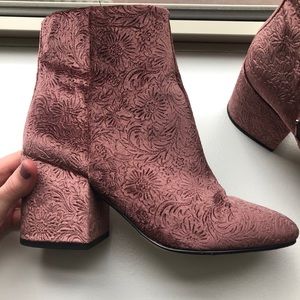 Pink velvet Sam Edelman booties, 3 inch heel